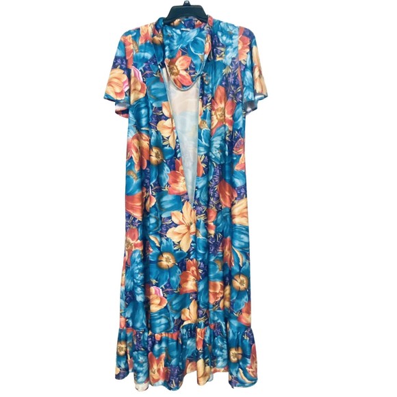 Vintage Granada Muu Muu Grandma Core Housecoat Mrs. Roper MuuMuu 1/4 Zip M - Picture 7 of 9